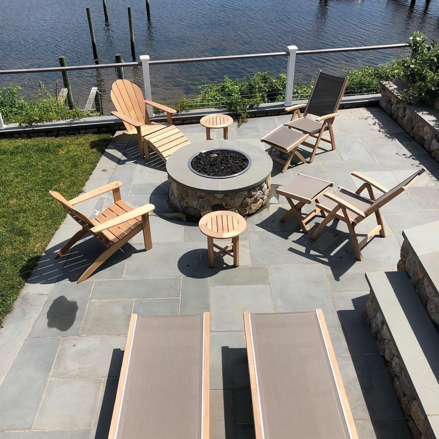 Bluestone patio and fire pit after cleaning