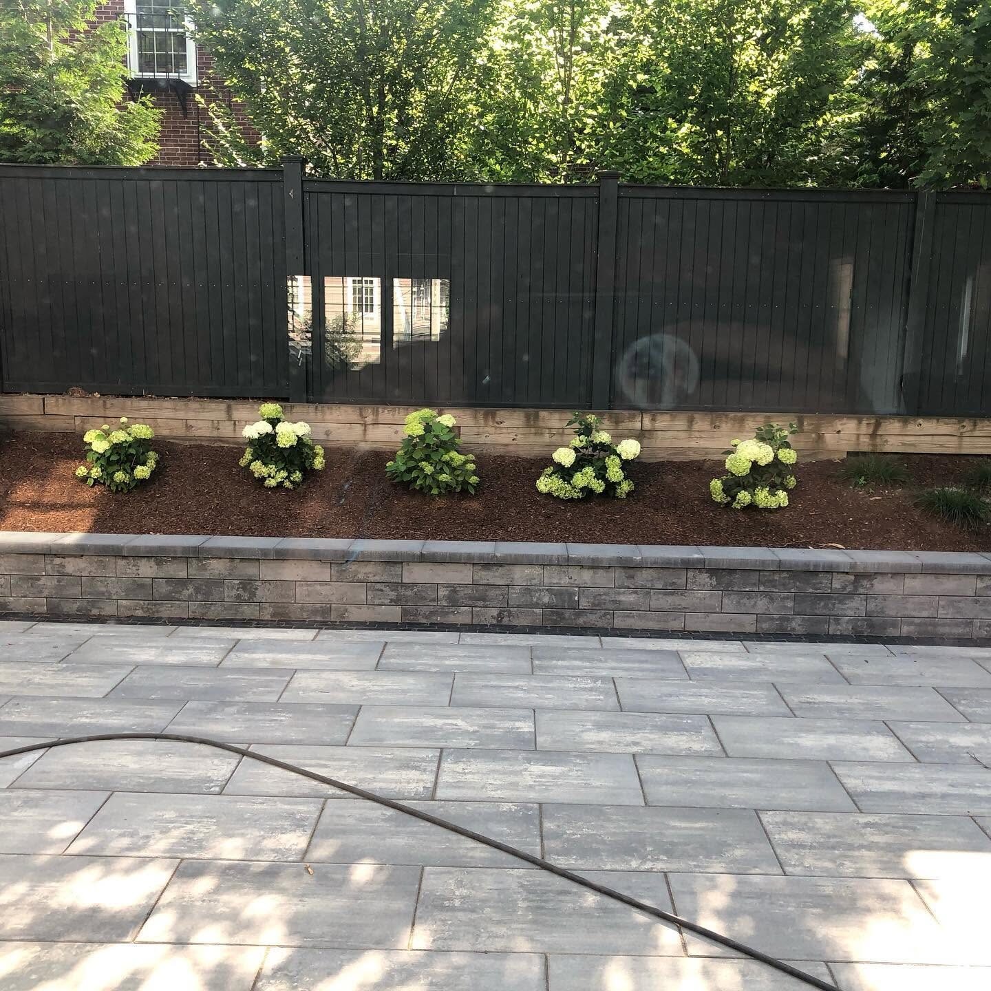 Paver patio and retaining wall after washing